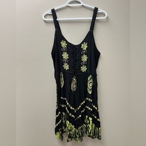 Shiva Fashions‎ Black & Green Midi Summer Dress